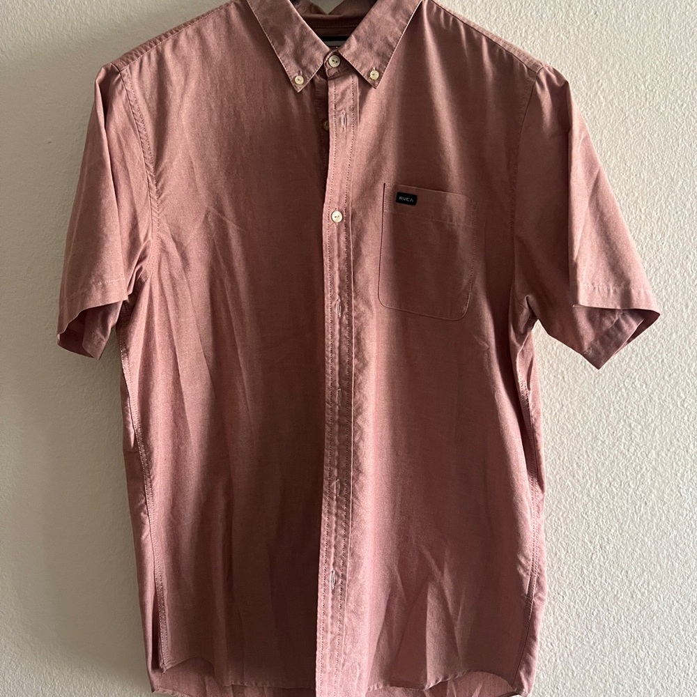 RVCA Men's Casual Button-Down Shirt - Dusty Rose